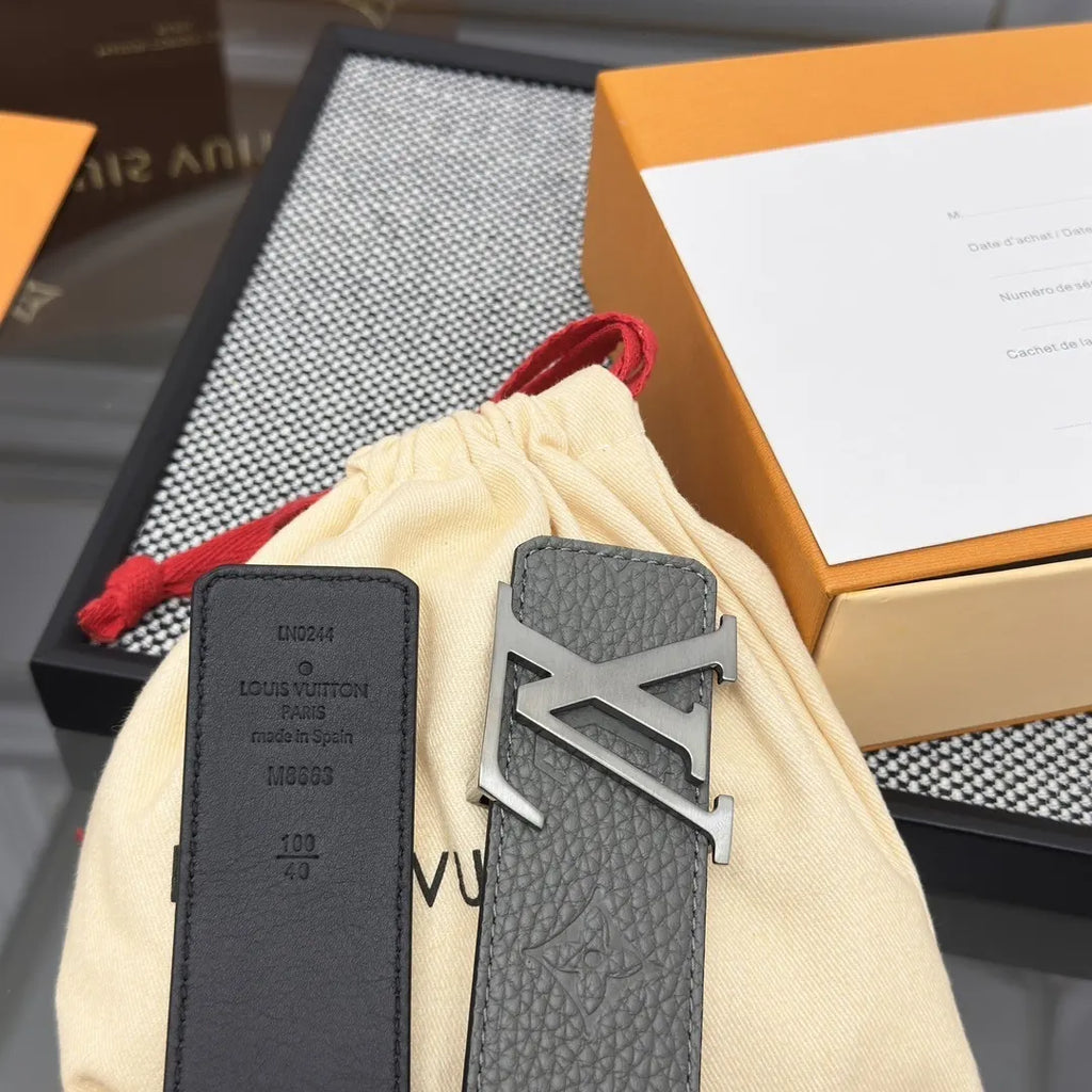Gray Louis Vuitton Leather Belt - Hình 6