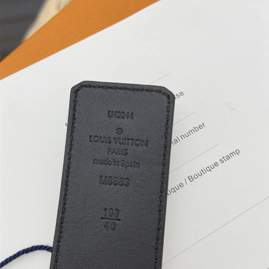 Gray Louis Vuitton Leather Belt - Hình 8