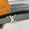 silver Louis Vuitton Gray Leather Belt