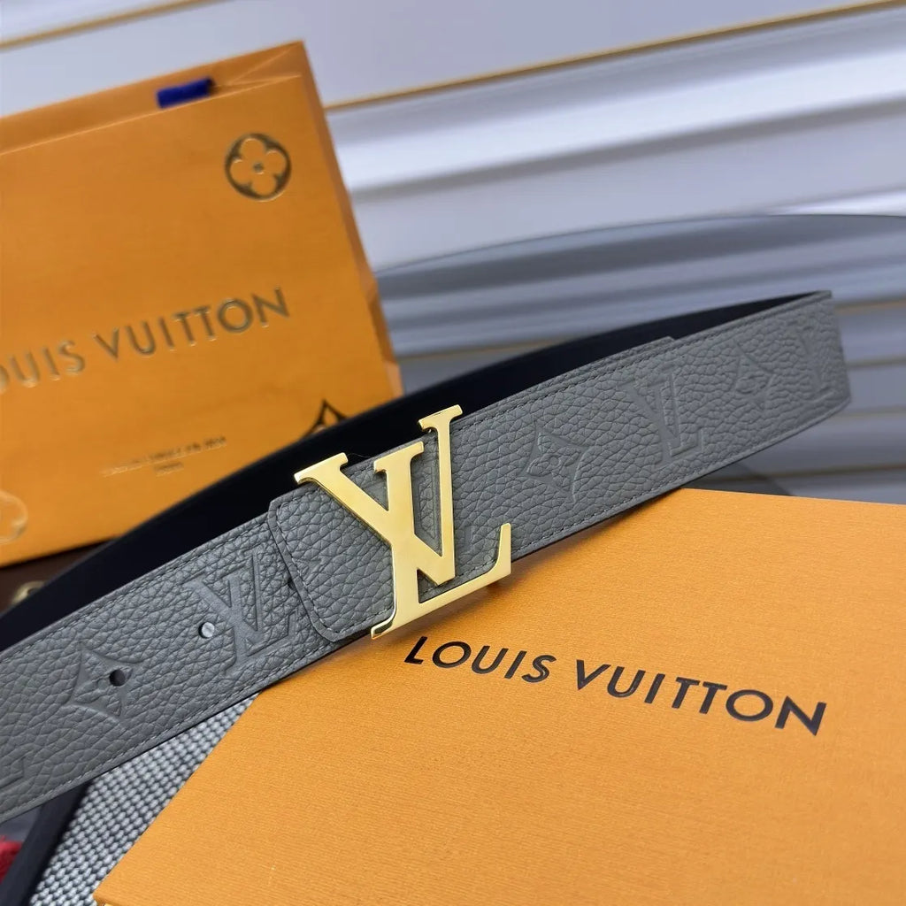 Louis Vuitton Gray Leather Belt embossed