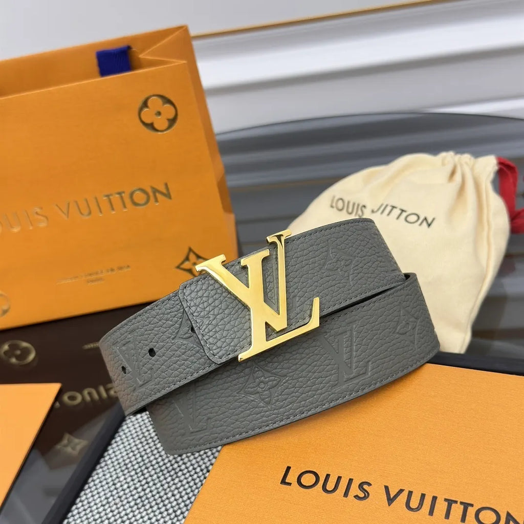 Louis Vuitton Gray Leather Belt embossed - Hình 2