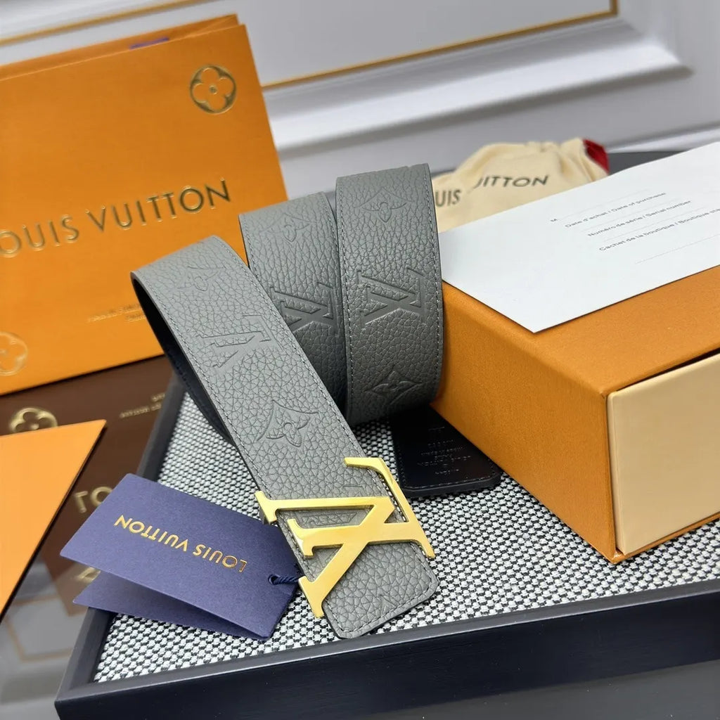 Louis Vuitton Gray Leather Belt embossed - Hình 3