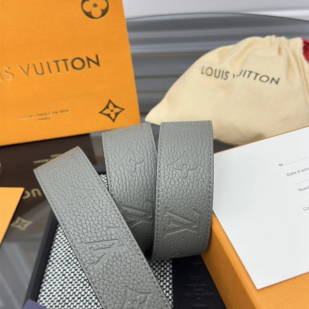Louis Vuitton Gray Leather Belt embossed - Hình 4