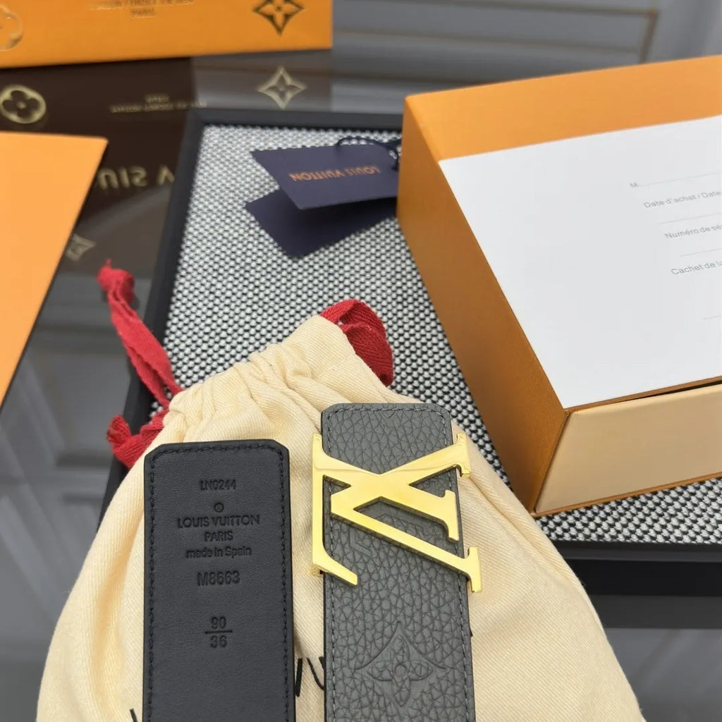 Louis Vuitton Gray Leather Belt embossed - Hình 5