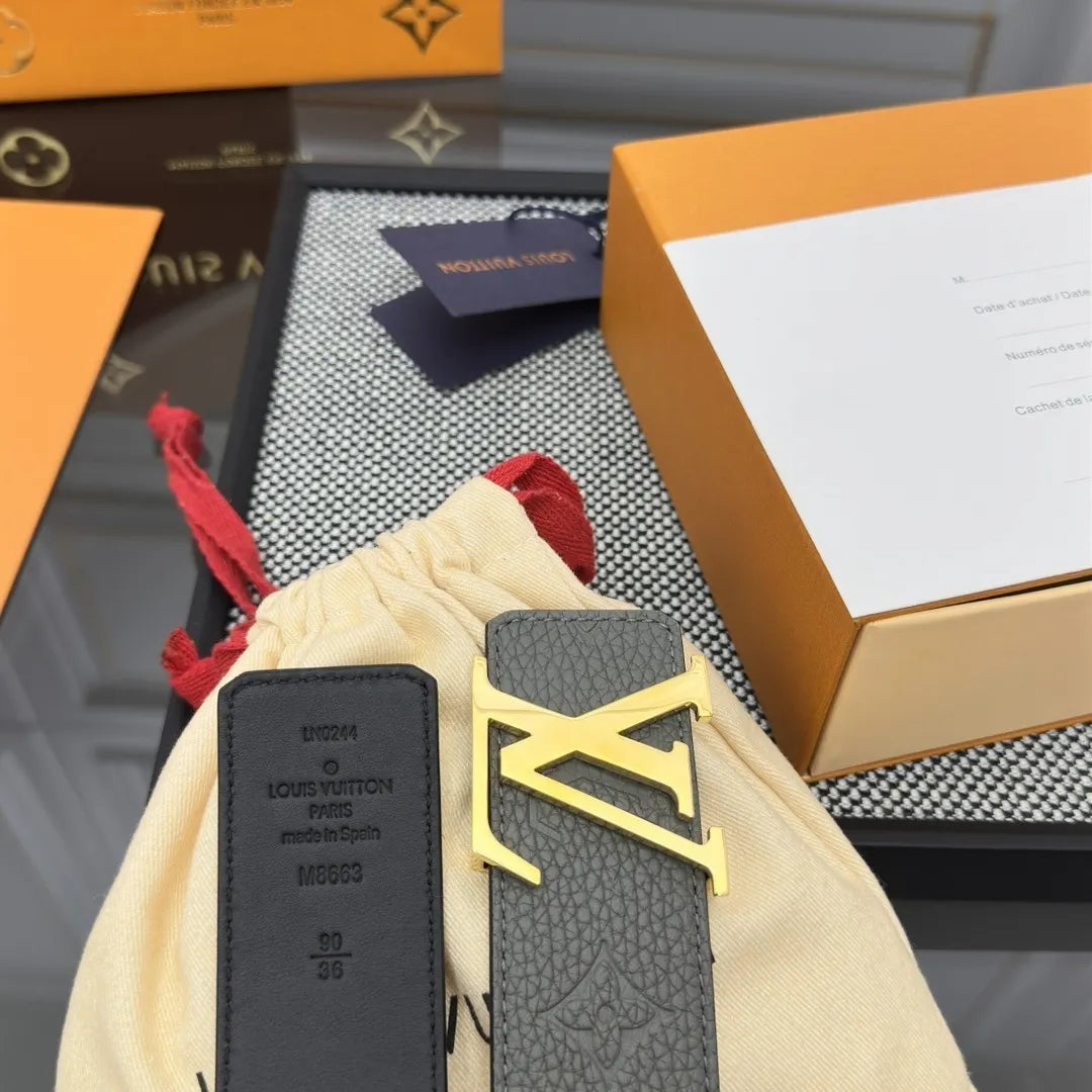 Louis Vuitton Gray Leather Belt embossed - Hình 5