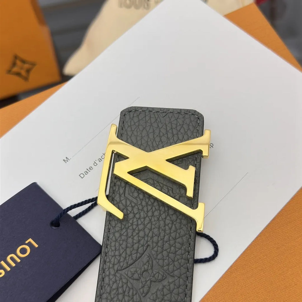 Louis Vuitton Gray Leather Belt embossed - Hình 7