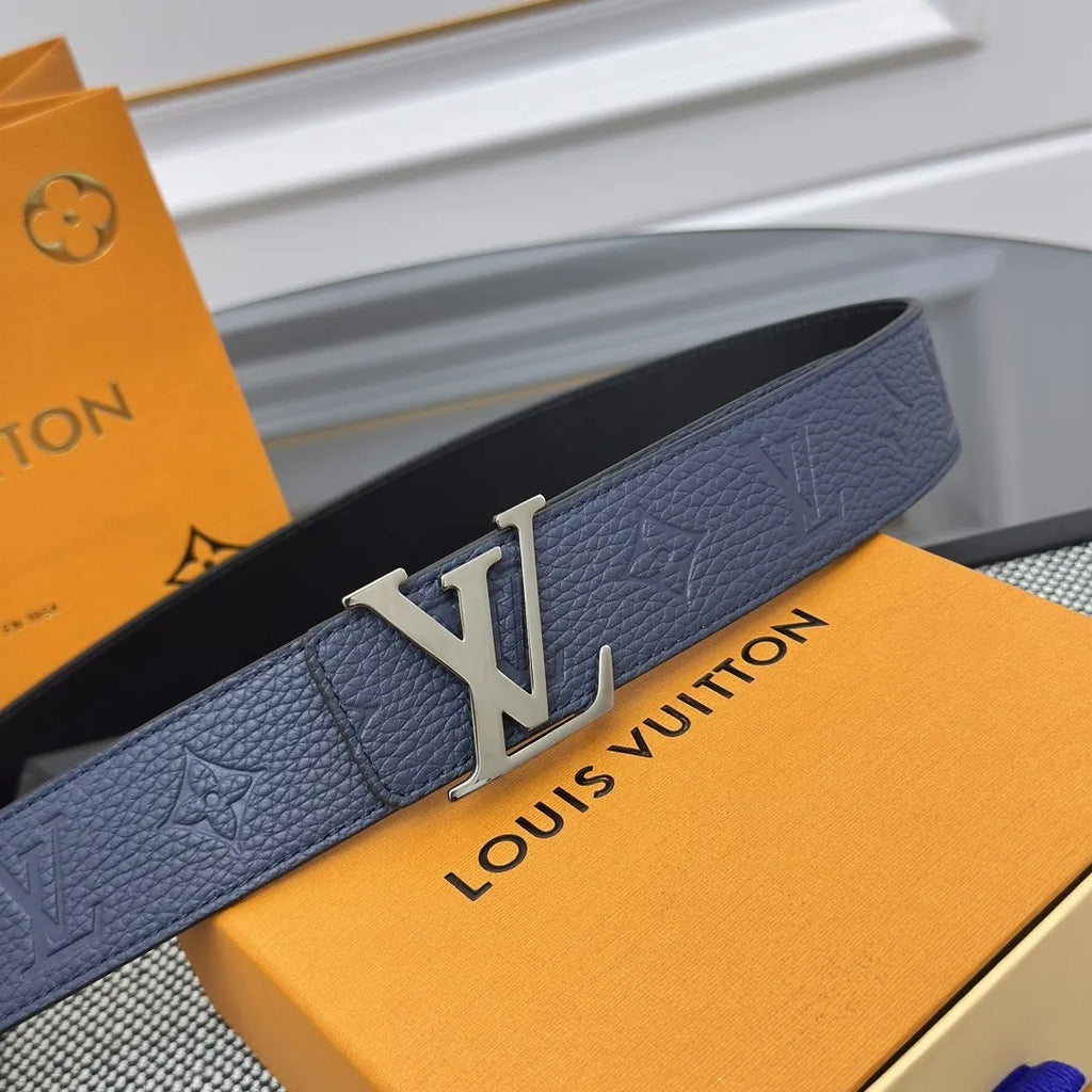 monogram Louis Vuitton Blue Leather Belt