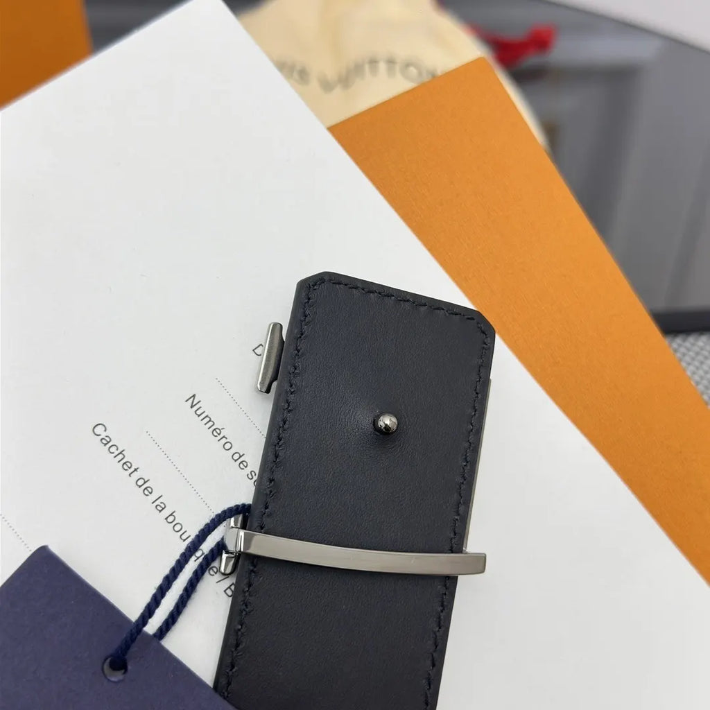 monogram Louis Vuitton Blue Leather Belt - Hình 8