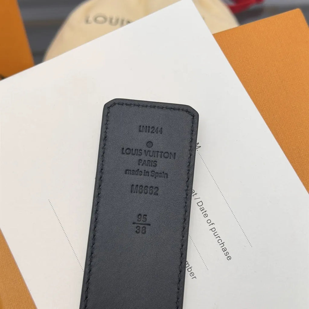 monogram Louis Vuitton Blue Leather Belt - Hình 9