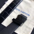 LV Black Crocodile Leather Belt