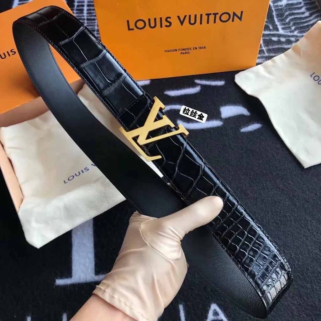 LV Black Alligator Belt