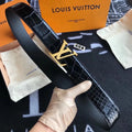 LV Black Alligator Belt
