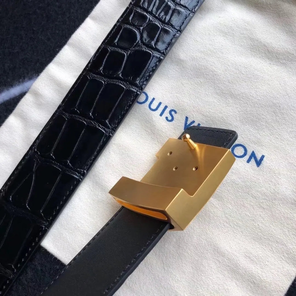 LV Black Alligator Belt - Hình 2
