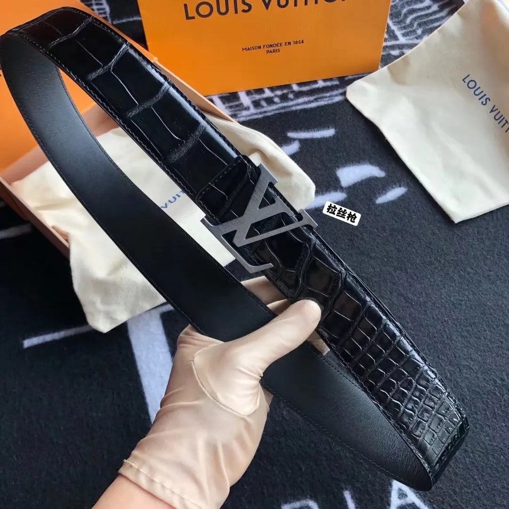 Louis Vuitton Black Alligator Leather Belt