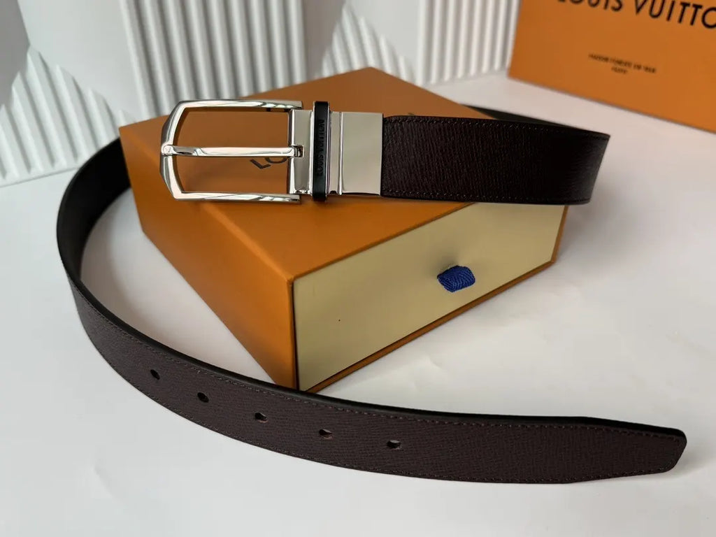 Louis Vuitton Brown Leather Reversible Belt - Hình 7