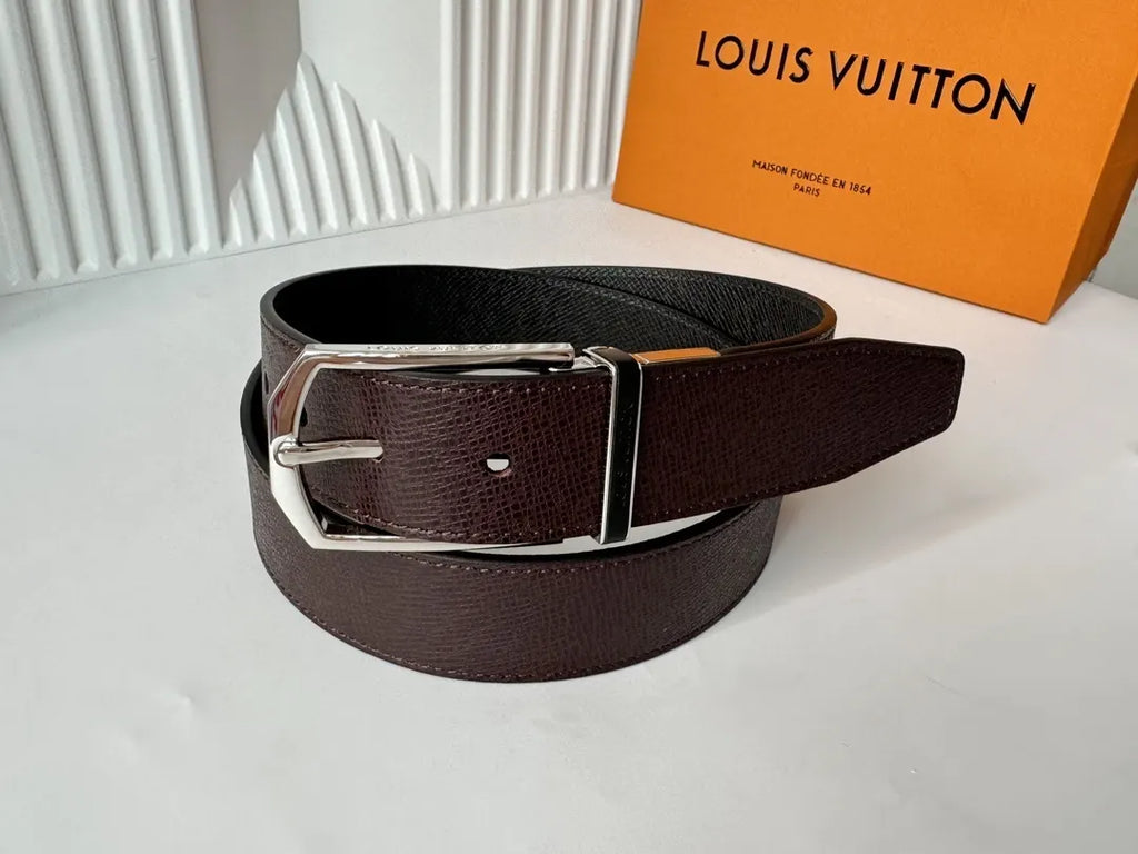Louis Vuitton Brown Leather Reversible Belt - Hình 8