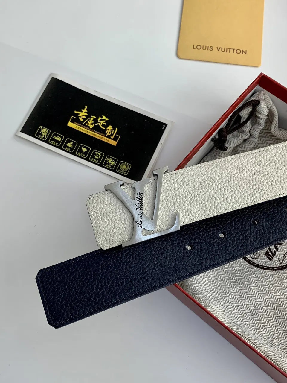 Louis Vuitton Reversible Leather Belt - White & Navy
