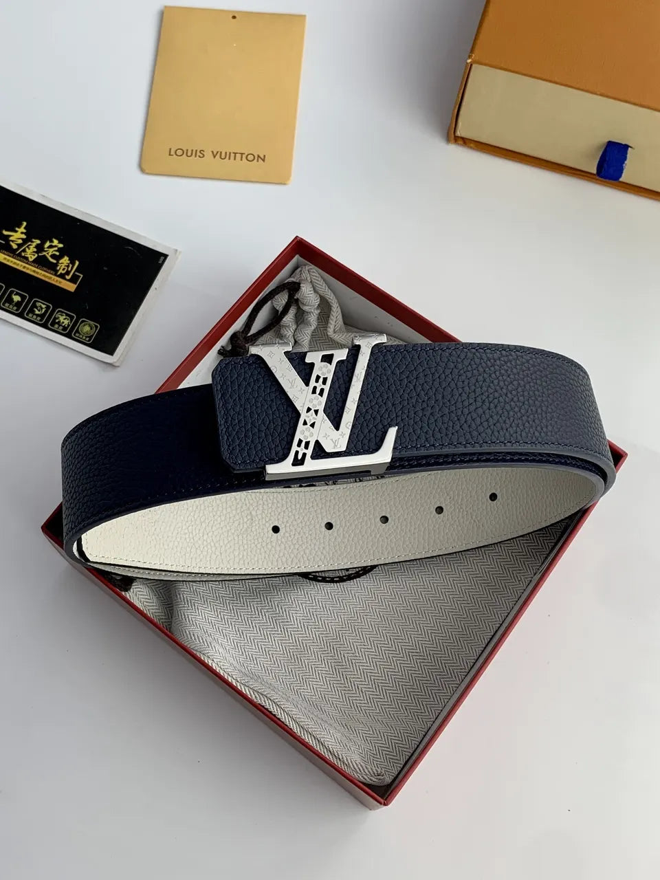 Louis Vuitton Navy Leather Belt