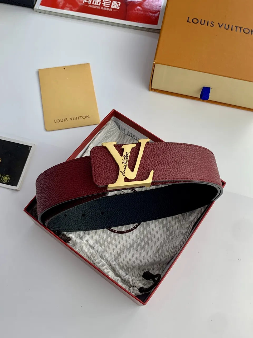Louis Vuitton Red Black Belt