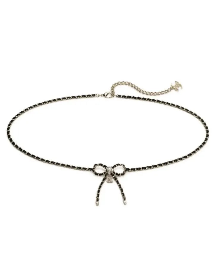 Chanel Black Silver Belt Bow