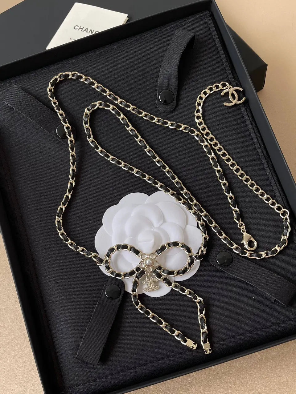 Chanel Black Silver Belt Bow - Hình 4
