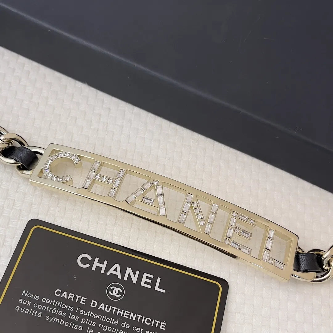 Chanel Black Tweed Dress Gold Chain Belt - Hình 4