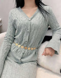 Mint Green Cable Knit Cardigan