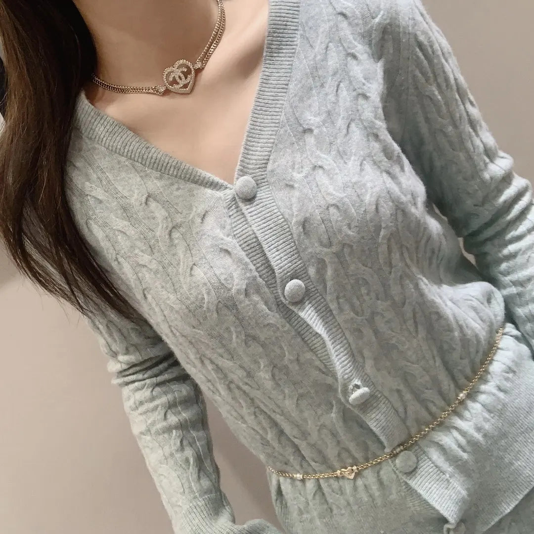 Chanel Light Blue Cardigan - Hình 2