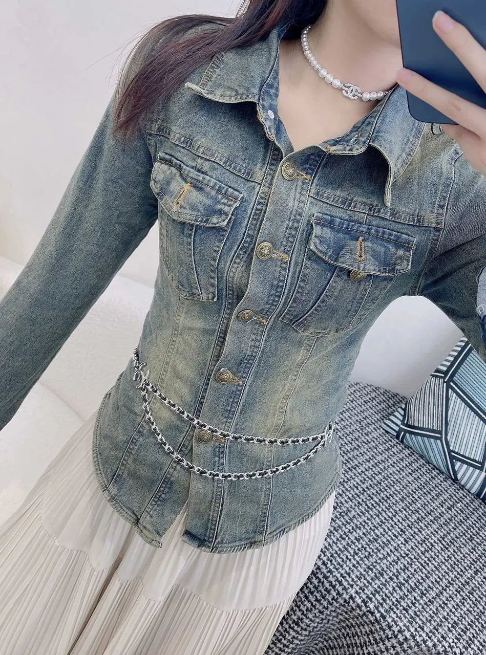 Chanel Denim Jacket Chain Belt