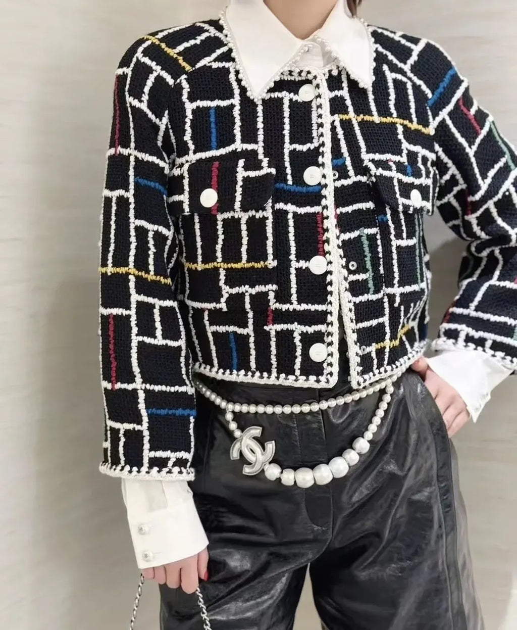 Chanel White Pearl Chain Belt - Hình 5