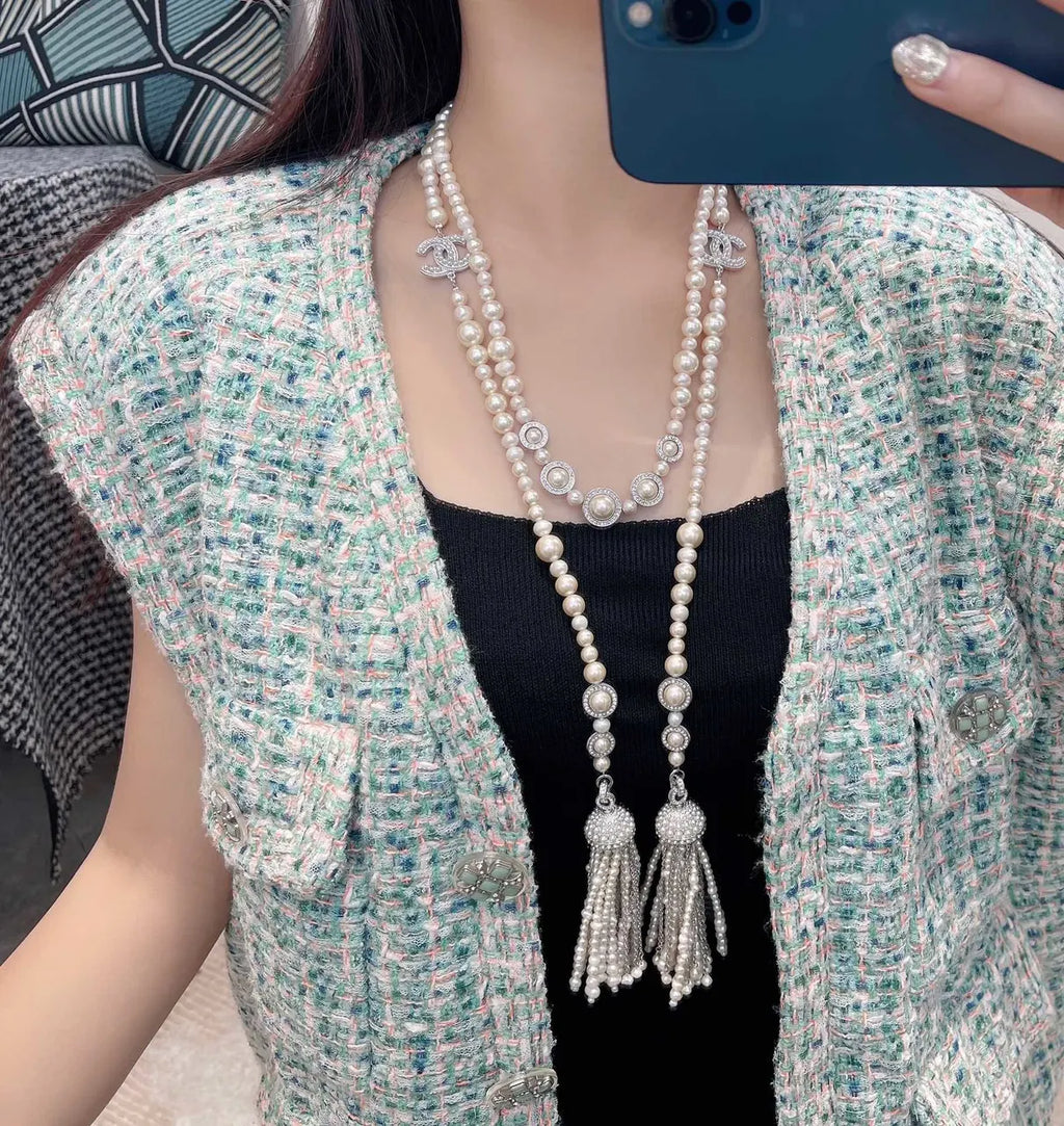 Chanel Pearl Tassel Belt - Hình 2