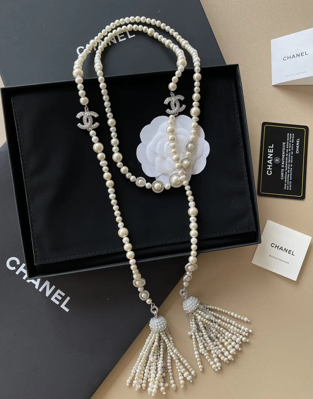Chanel Pearl Tassel Belt - Hình 3