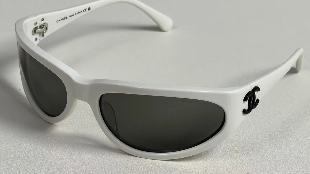 Chanel Black Narrow Rectangle Sunglasses - Hình 7