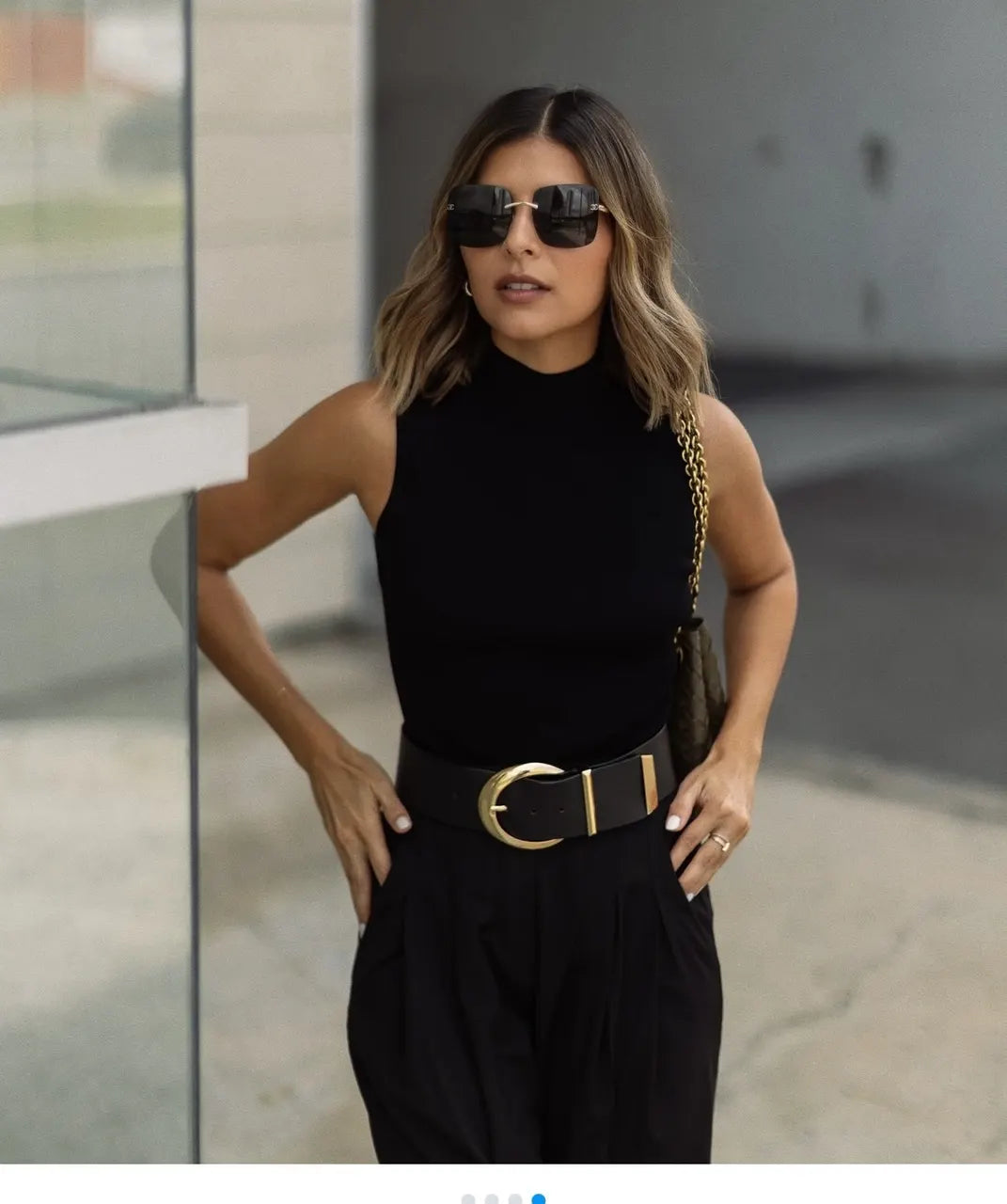 Chanel Oversized Black Sunglasses - Hình 3