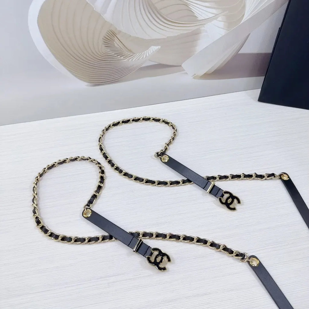 Chanel Leather Gold Chain Belt - Hình 3