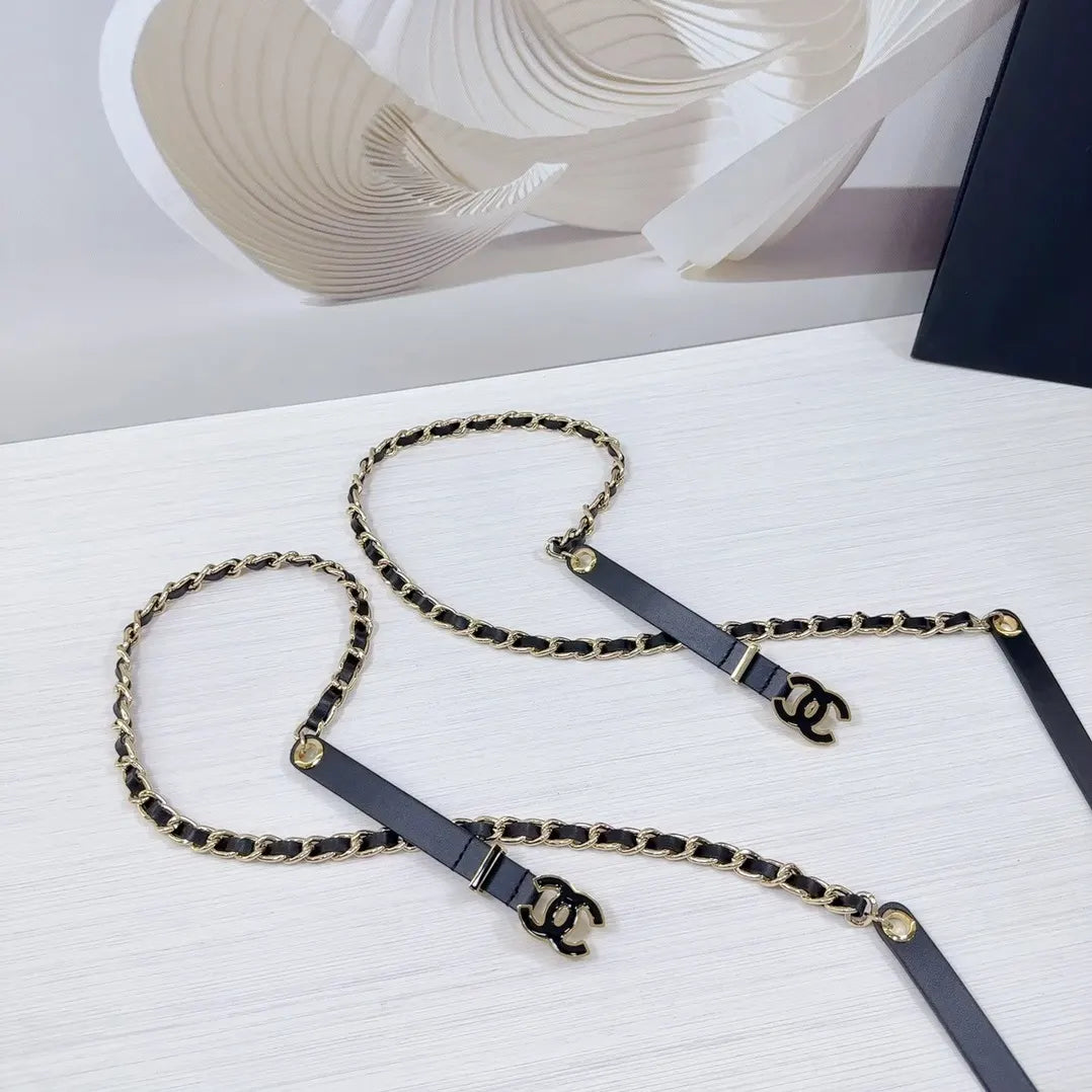 Chanel Leather Gold Chain Belt - Hình 3