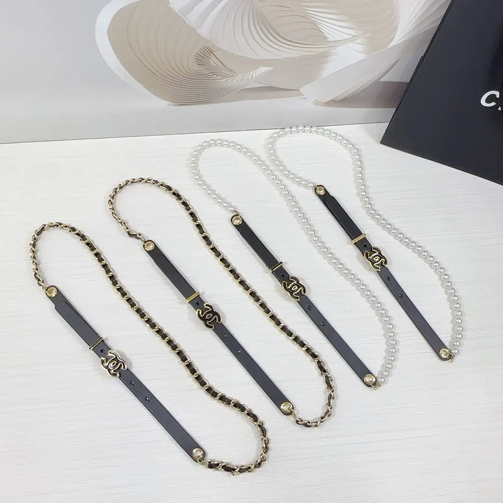 Chanel Leather Gold Chain Belt - Hình 4