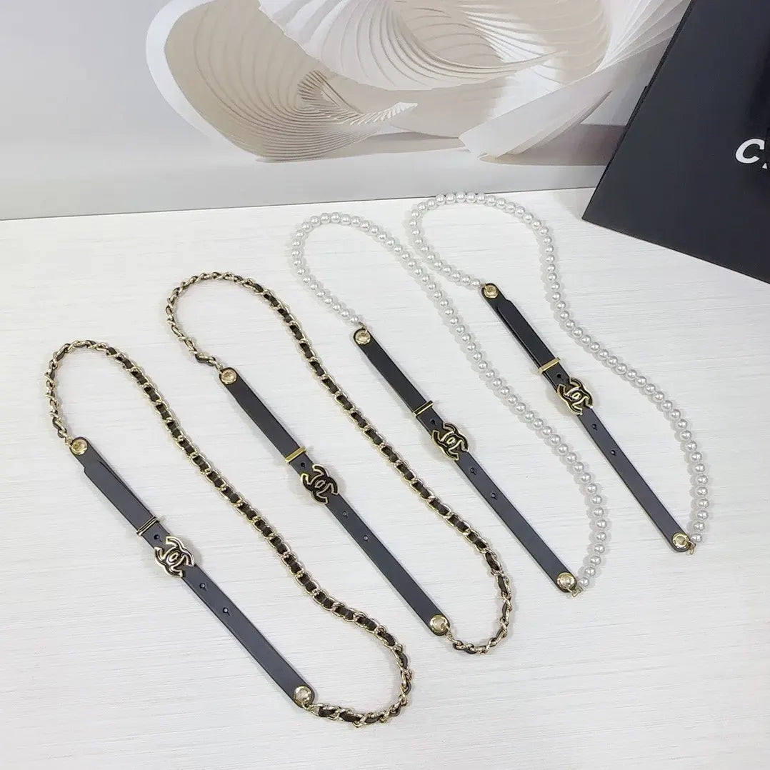 Chanel Leather Gold Chain Belt - Hình 4