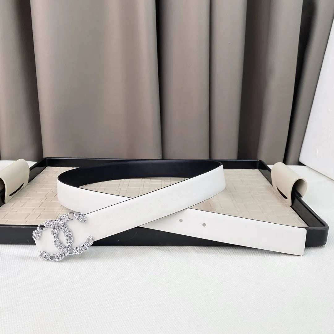 Chanel Silver Rhinestone Belt - Hình 2