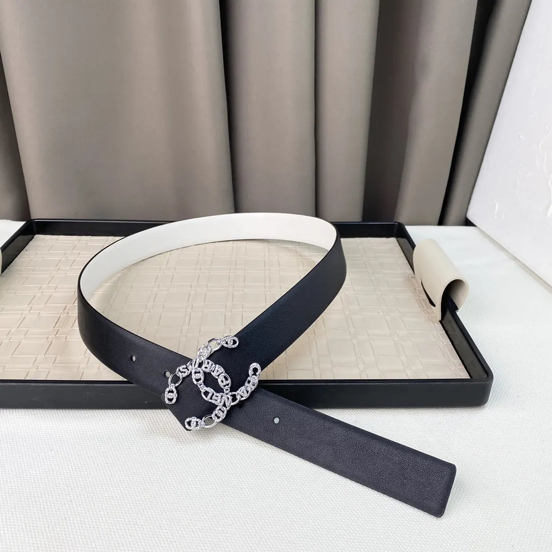 Chanel Silver Rhinestone Belt - Hình 4