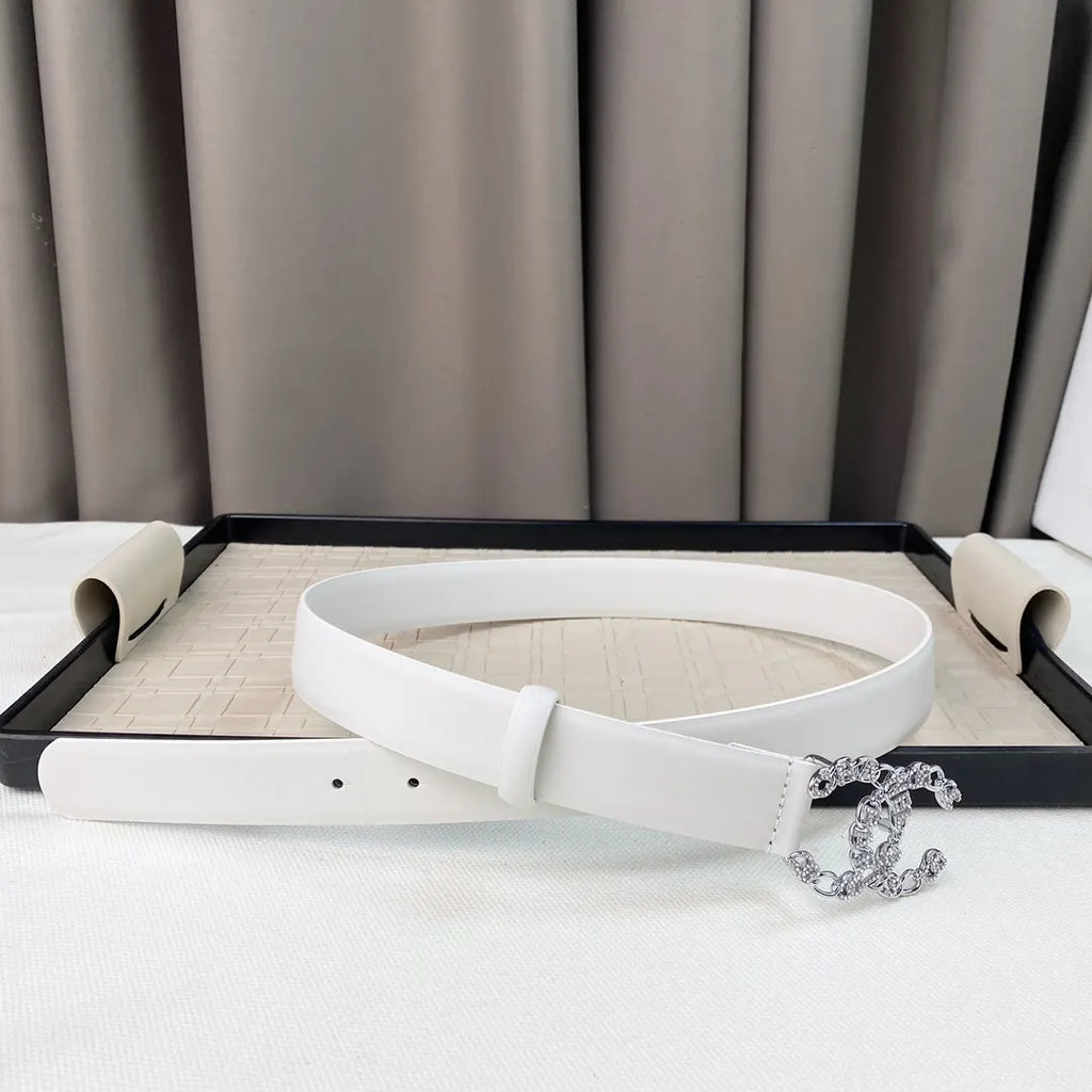 Chanel White Crystal CC Belt - Hình 2