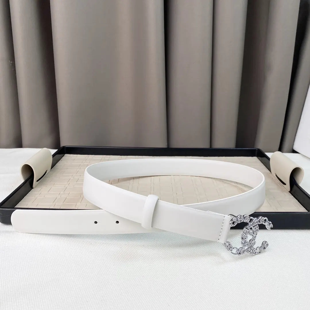 Chanel White Crystal CC Belt - Hình 2