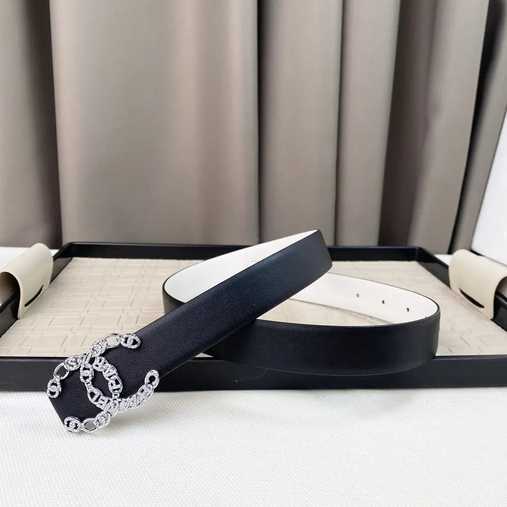 Chanel Silver Rhinestone Belt - Hình 6