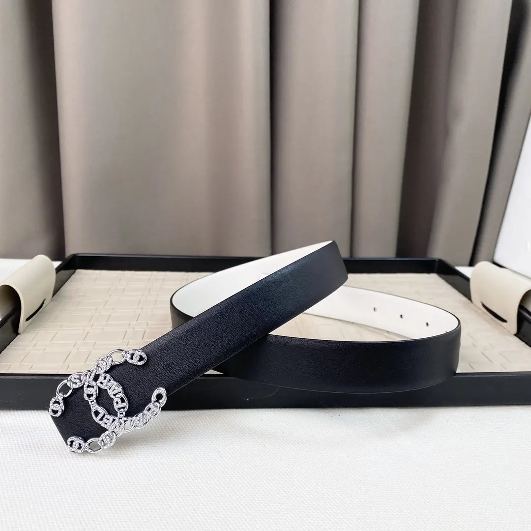 Chanel Silver Rhinestone Belt - Hình 6