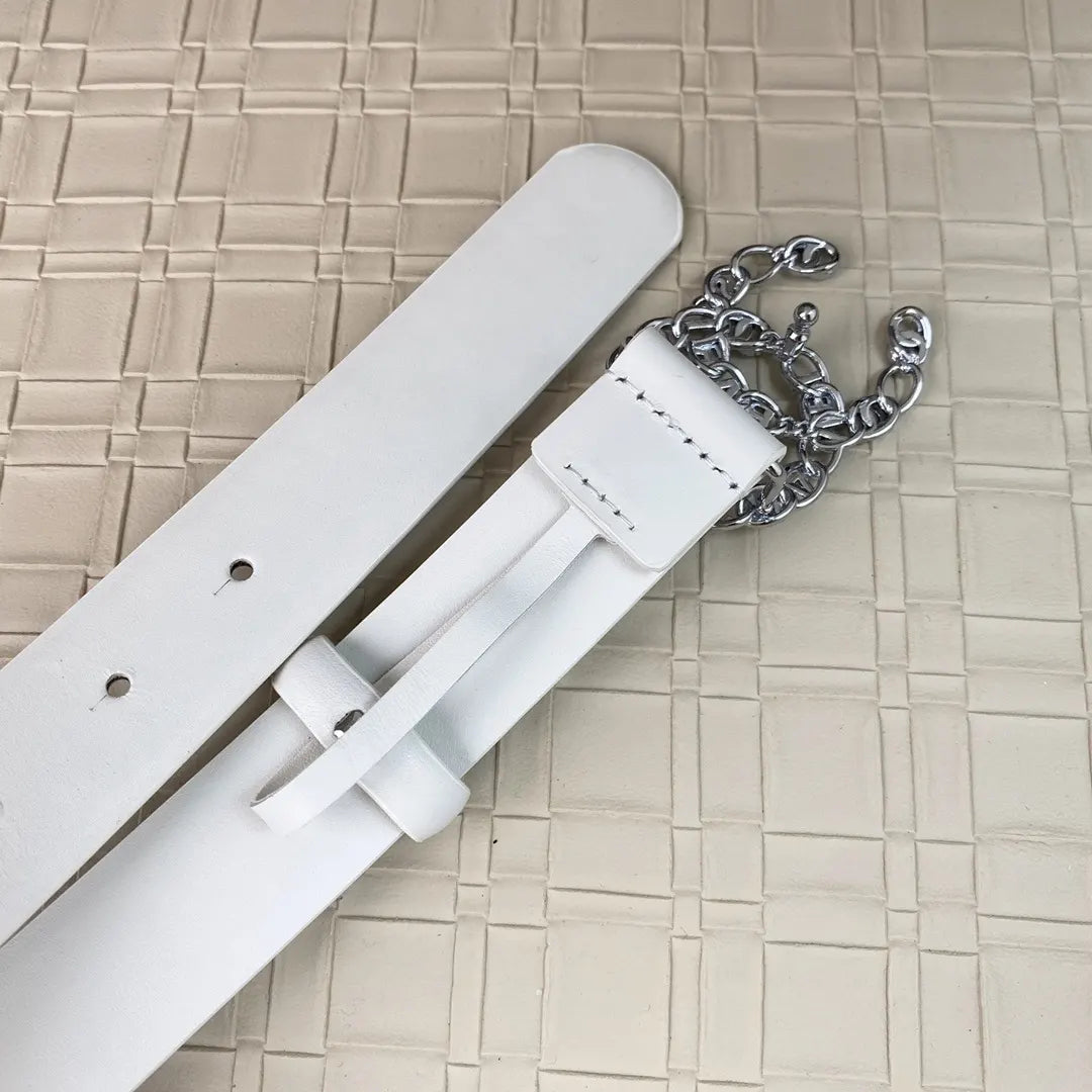 Chanel White Crystal CC Belt - Hình 5