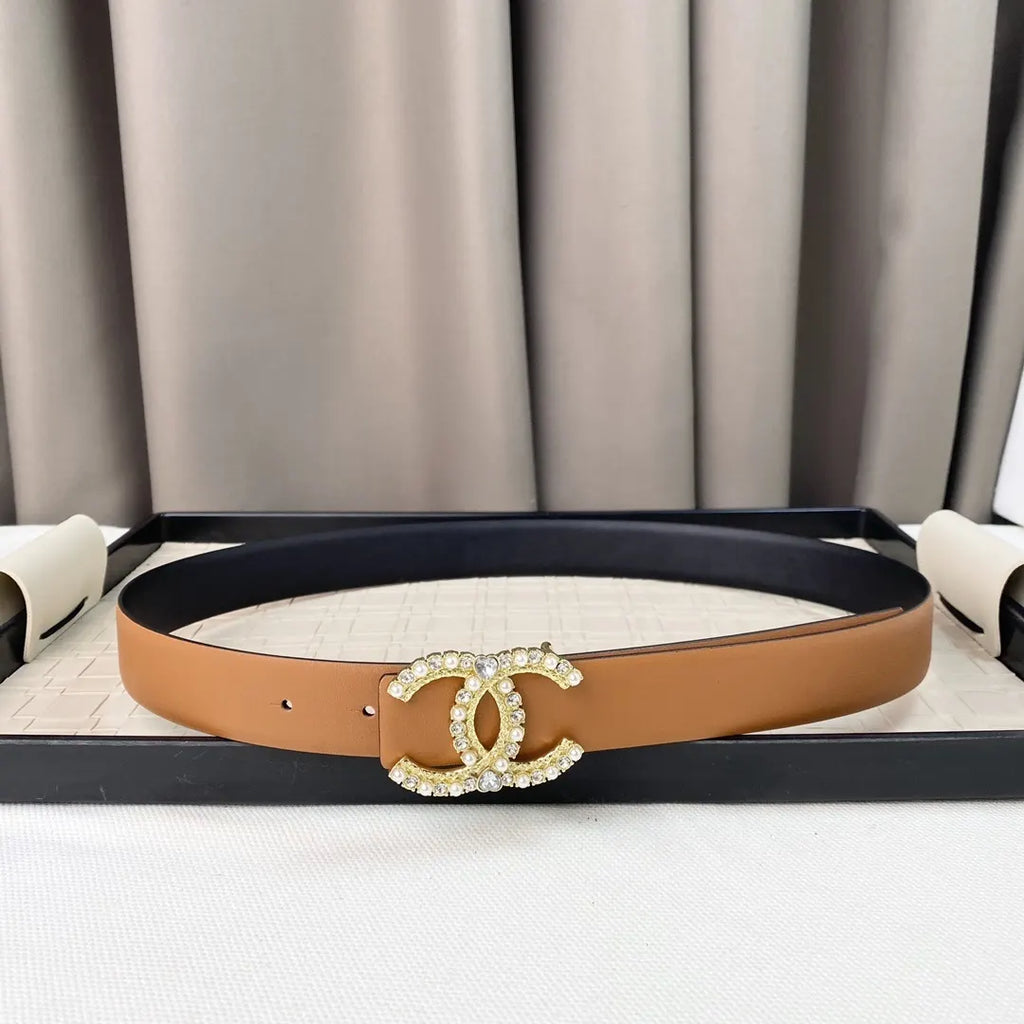 Chanel Caramel Leather Belt gold