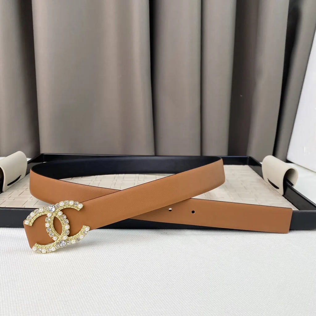 Chanel Caramel Leather Belt gold - Hình 2