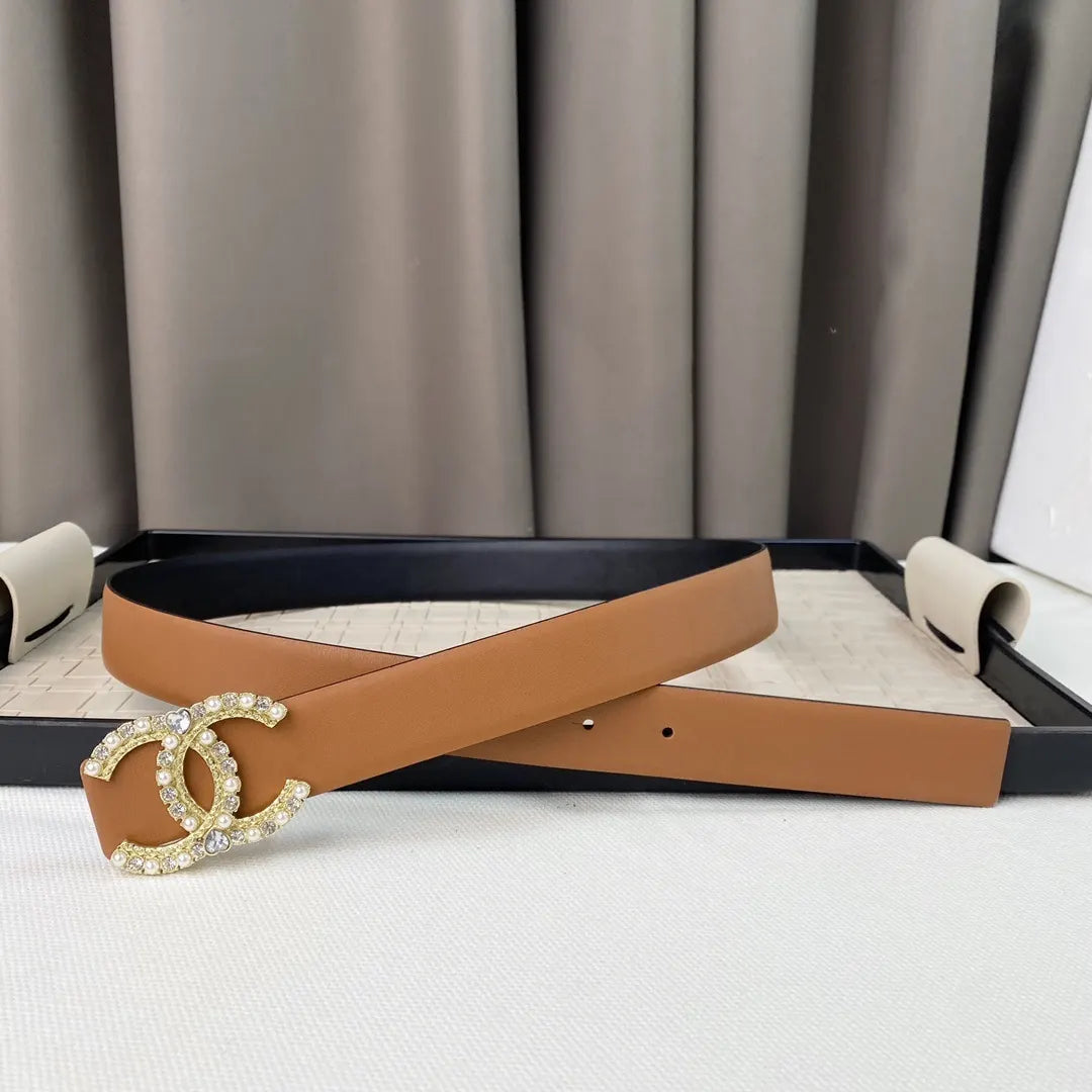 Chanel Caramel Leather Belt gold - Hình 2
