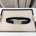 rhinestone Chanel Black Elastic Belt