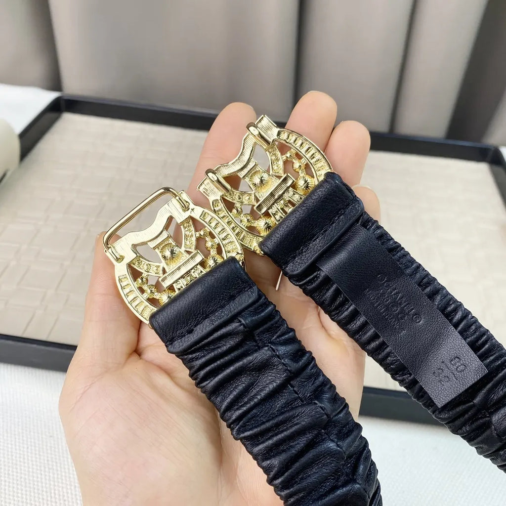 rhinestone Chanel Black Elastic Belt - Hình 5